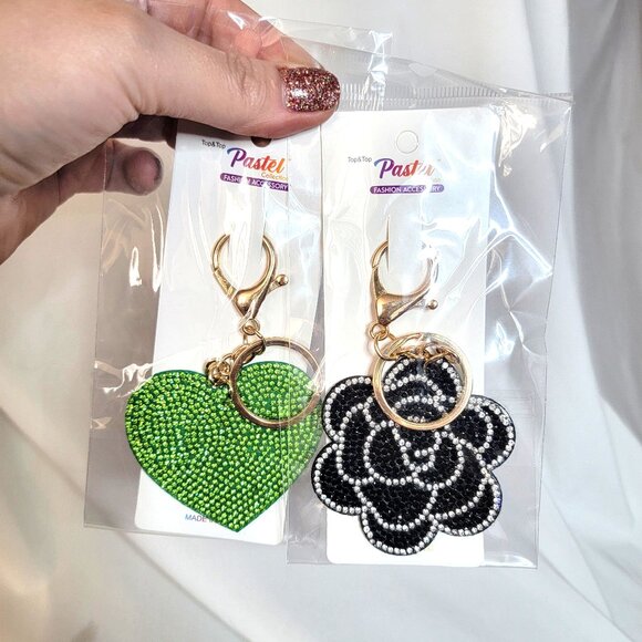 Accessories - 2 XL Rhinestone Bag Carms / Keychains ~ ALL NEW